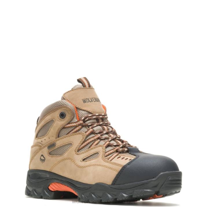 Men Durant Waterproof Steel-Toe Work Boot VZRN108 Light Brown/Orange Wolverine - Image 2