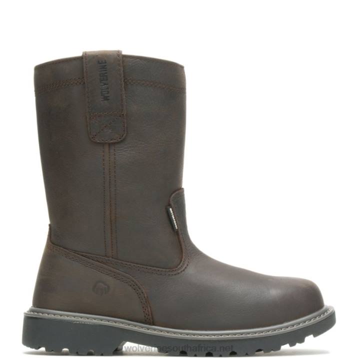 Men Floorhand Waterproof Steel-Toe 10" Wellington VZRN46 Dark Brown Wolverine - Image 1