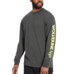 Men Graphic Long Sleeve - Sleeve Logo VZRN255 Dark Grey Heather Wolverine - Image 2