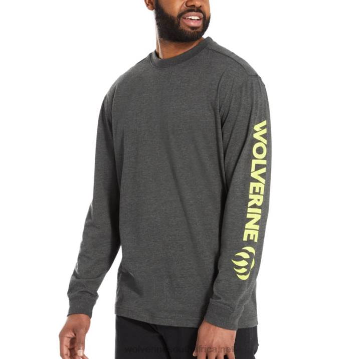 Men Graphic Long Sleeve - Sleeve Logo VZRN255 Dark Grey Heather Wolverine - Image 2