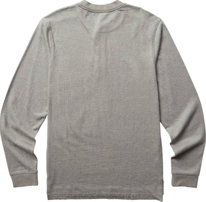 Men Guardian Cotton Long Sleeve Henley VZRN254 Light Grey Heather Wolverine - Image 2