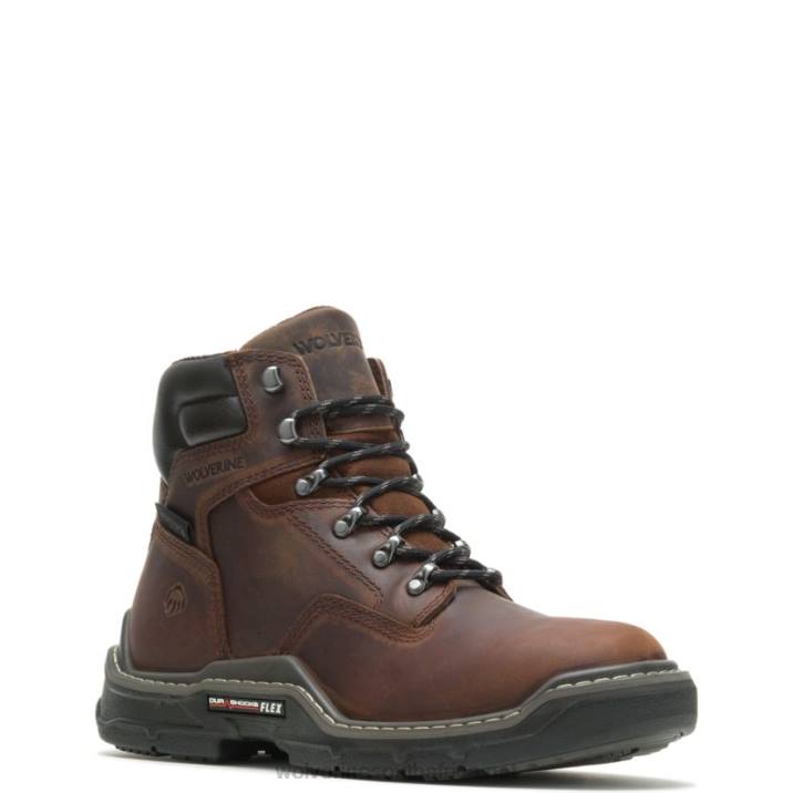 Men Raider DuraShocks Waterproof 6" Work Boot VZRN168 Peanut Wolverine - Image 2