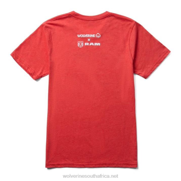 Men Ram Trucks Collection - Built for the Driven Short Sleeve Tee VZRN247 Red Heather Wolverine - Image 2