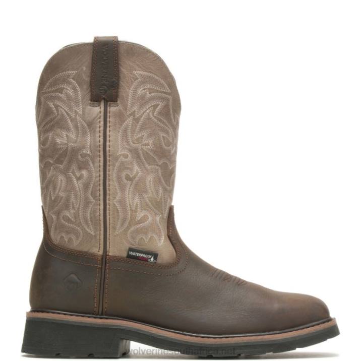 Men Rancher Waterproof Steel-Toe Work Wellington VZRN64 Taupe/Brown Wolverine - Image 1