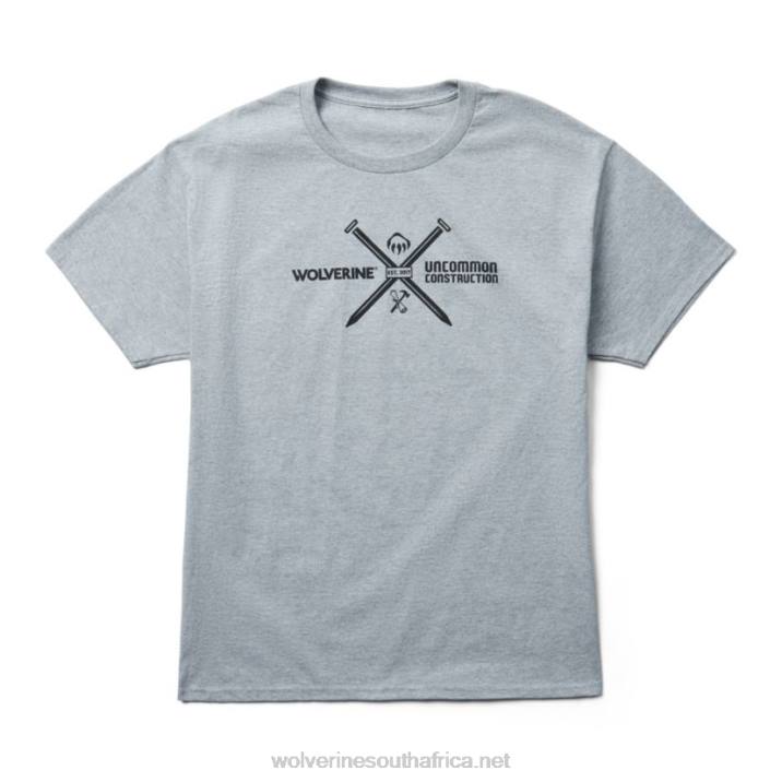 Men unCommon Construction Collection Short Sleeve Graphic Tee VZRN242 Grey Heather Wolverine - Image 1