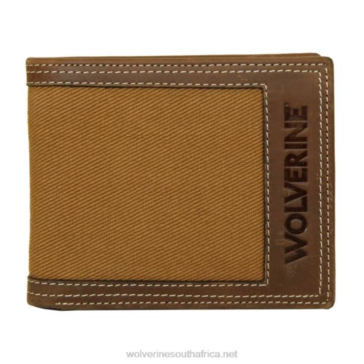 unisex_canvas_leather_bifold_wallet_vzrn316_brown_chestnut_wolverine.jpg Unisex Canvas & Leather Bifold Wallet VZRN316 Brown/Chestnut Wolverine - Image 1