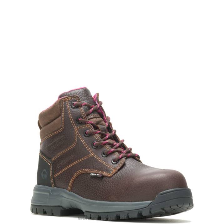 Women Piper Waterproof Composite-Toe 6" Work Boot VZRN102 Brown Wolverine - Image 2