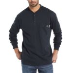 Men FR Long Sleeve Henley VZRN274 Navy Wolverine - Image 2