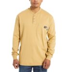Men FR Long Sleeve Henley VZRN275 Khaki Wolverine - Image 2