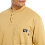Men FR Long Sleeve Henley VZRN275 Khaki Wolverine - Image 4