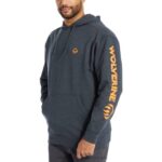 Men Graphic Hoody- Sleeve Logo VZRN235 Dark Navy Heather Wolverine - Image 2