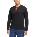 Men Guardian Cotton Long Sleeve Henley VZRN253 Black Wolverine - Image 2