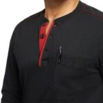 Men Guardian Cotton Long Sleeve Henley VZRN253 Black Wolverine - Image 4