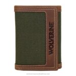 Unisex Canvas & Leather Trifold Wallet VZRN280 Brown/Olive Wolverine