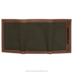 Unisex Canvas & Leather Trifold Wallet VZRN280 Brown/Olive Wolverine - Image 4