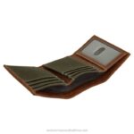 Unisex Canvas & Leather Trifold Wallet VZRN280 Brown/Olive Wolverine - Image 6